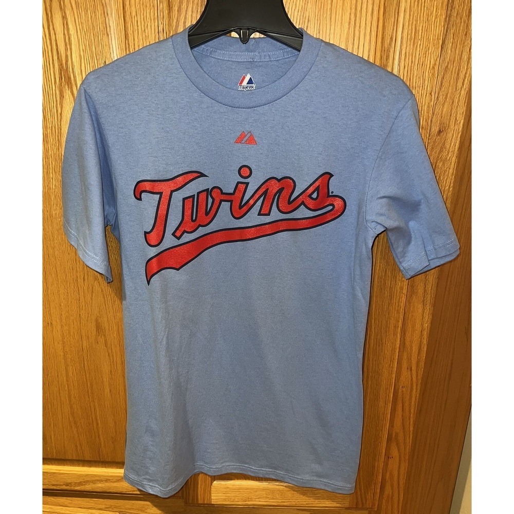 Minnesota Twins Justin Morneau Retro T Shirt Men‎ Small Powder Blue Majestic #33